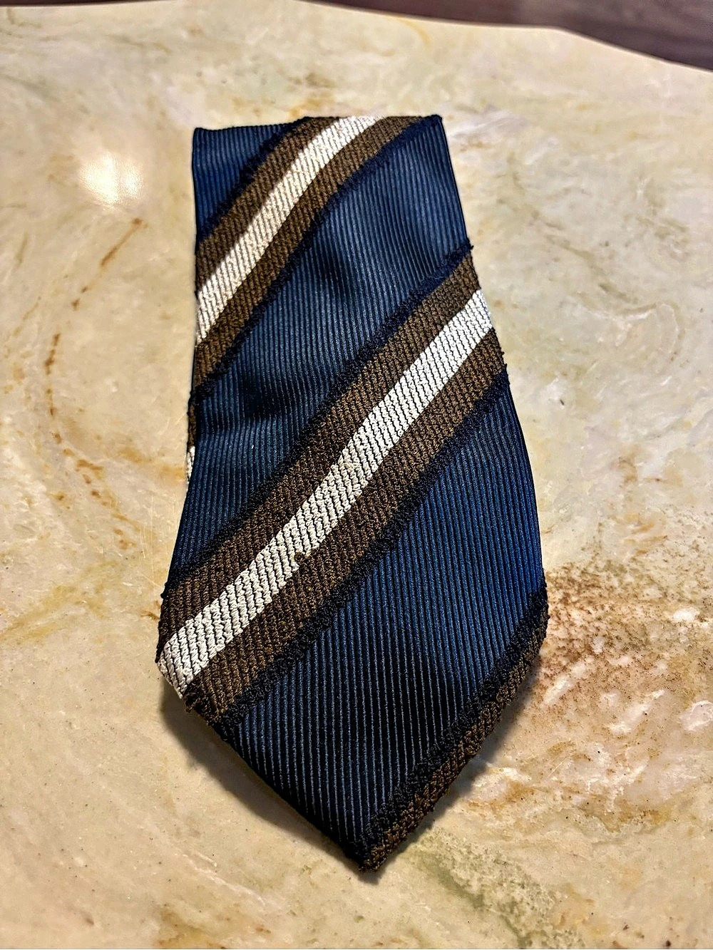 Ermenegildo Zegna Striped Tie in Blue & Brown